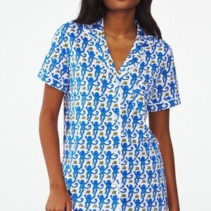 Roller Rabbit Blue and White Pajama Top